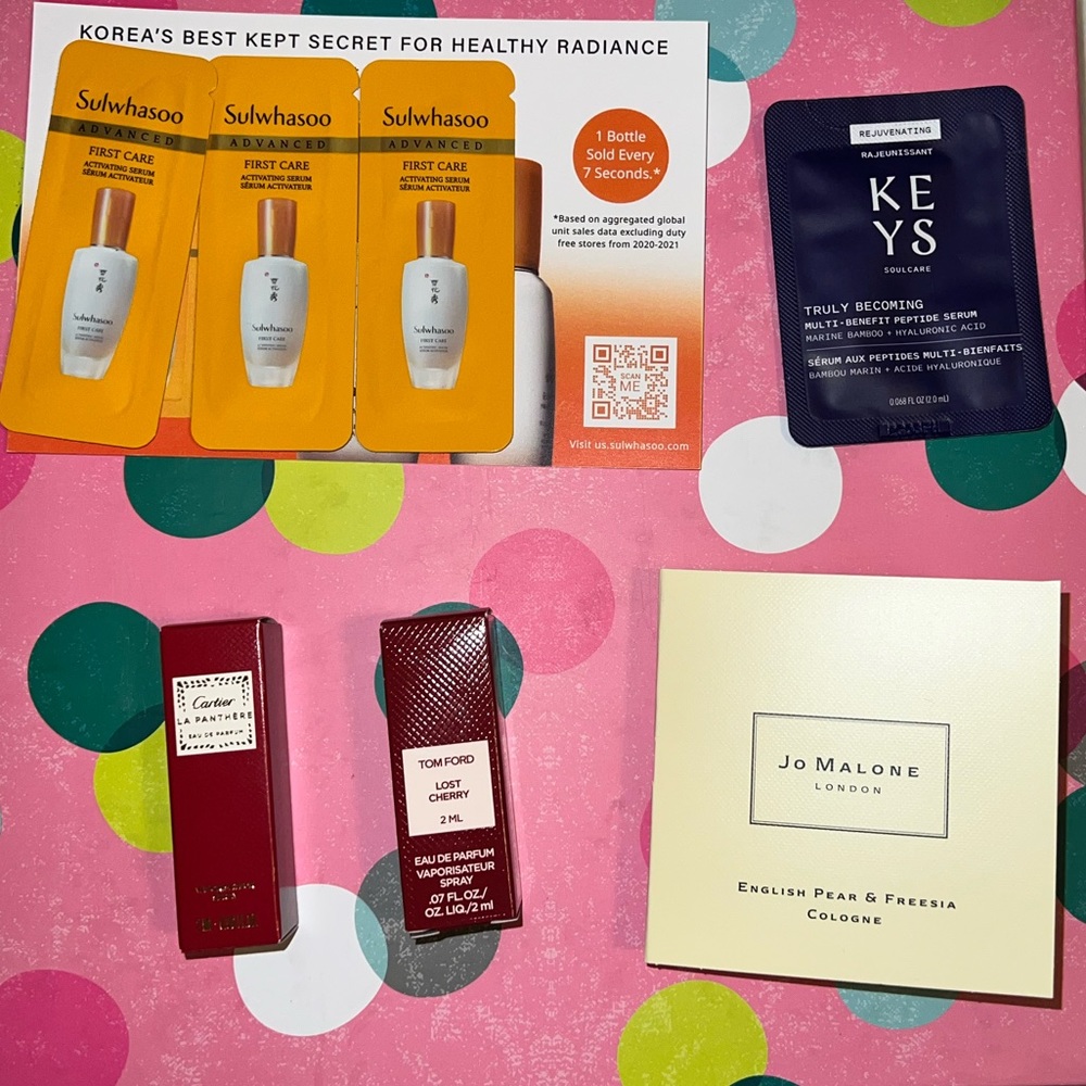 Women’s fragrance luxury samples and serum samples